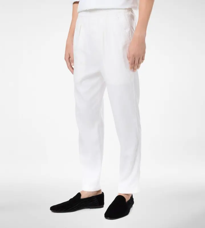 HERRINGBONE STRIPE PLEATED LOUNGE PANT WHITE online